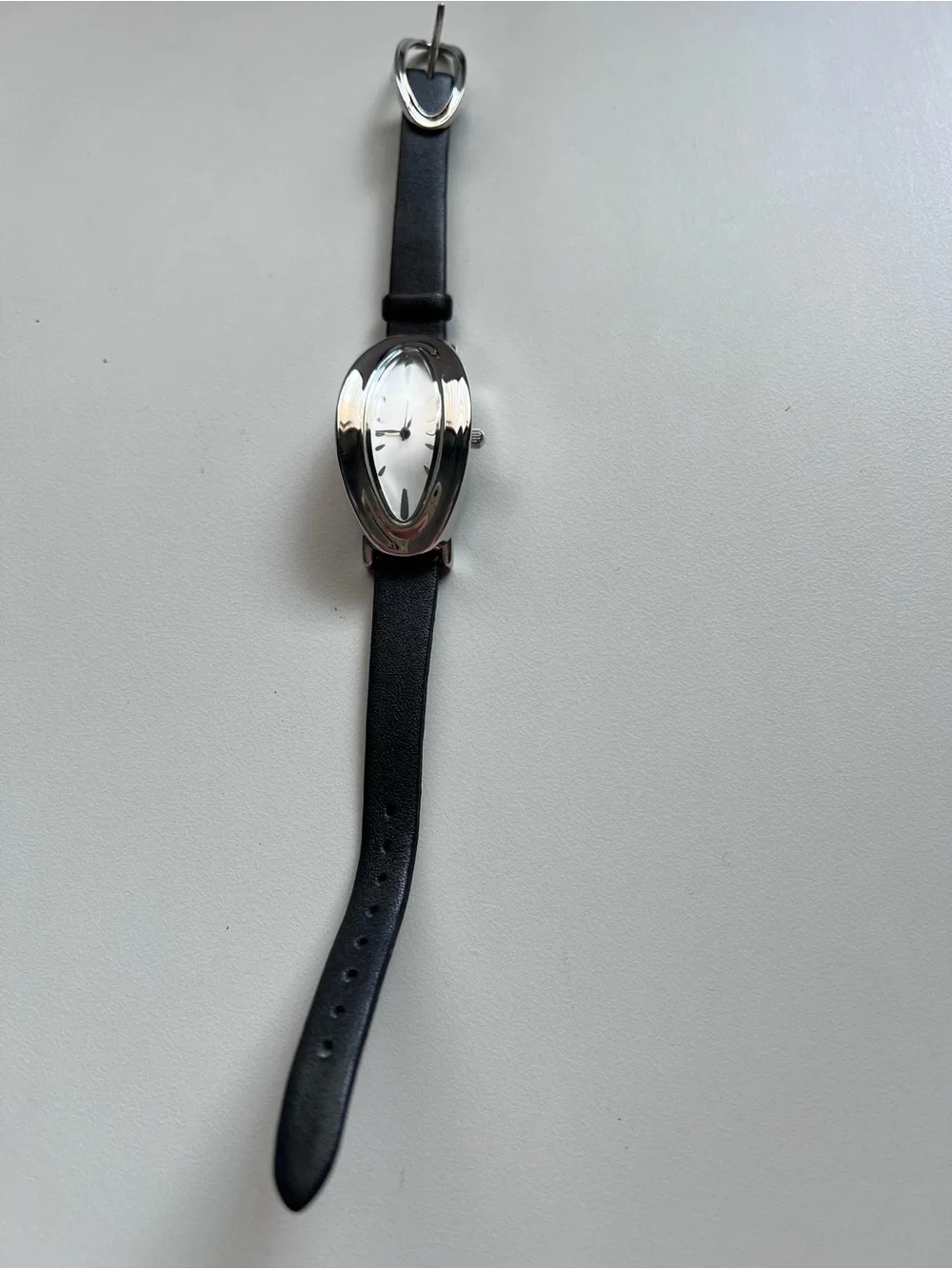RLM Robert Lee Morris Sterling Silver Modernist Oval Watch Leather Band